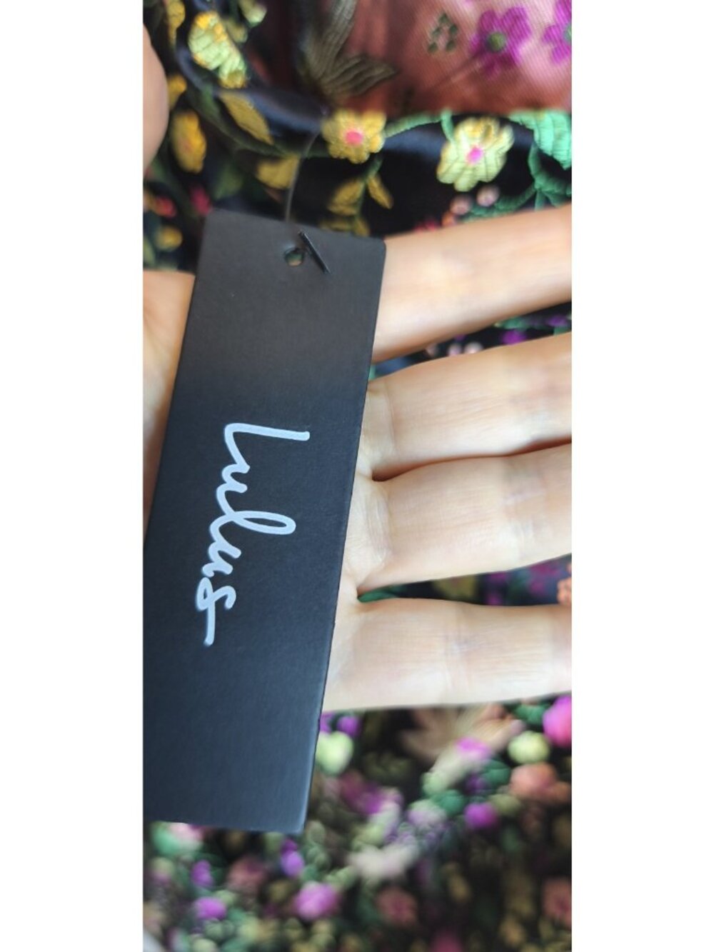 Lulus Size Small Black Satin Floral Jacquard Strapless Midi Dress NWT Metallic - Picture 8 of 16